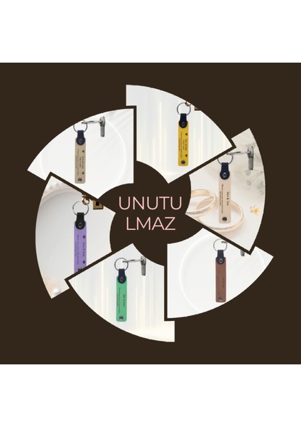 Mini Kutlamalar Için Unutulmaz Hediye, 6'lı Set, Kişiye Özel Yazılı Deri Anahtarlık, Turkuaz & Laci modelleri