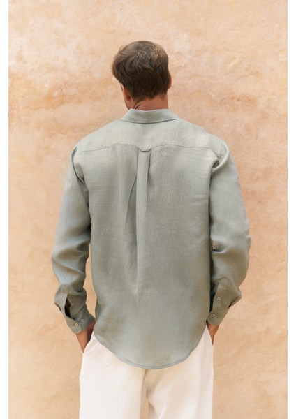 Agnola Oversize Erkek Mint Keten Gömlek indirimleri