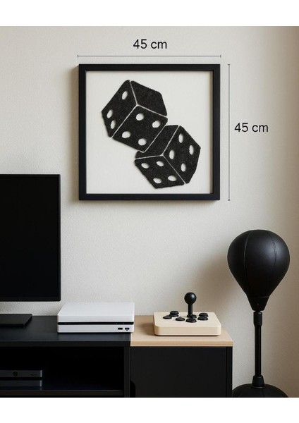 Zar Figürlü Yosun Duvar Dekoru | 45X45 cm | El Yapımı Gamer ve Dnd Temalı Yosun Tablo | Siyah Ahşap Çerçeve