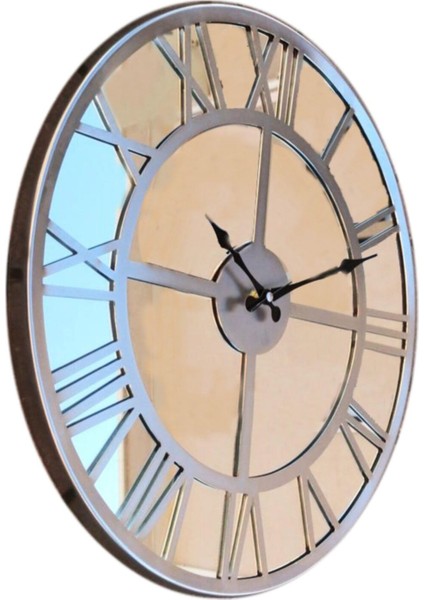 Aynalı Metal Duvar Saati, Gri, Çap 50 Cm, Şık ve Modern Tasarım fiyatları