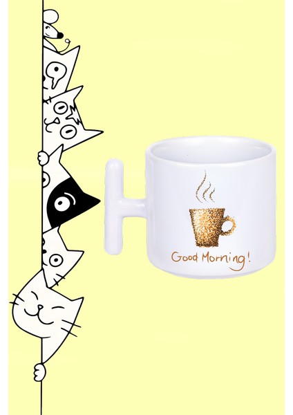 Coffee Good Mornıng Tasarım Baskılı Beyaz T Sap Kupa Bardak