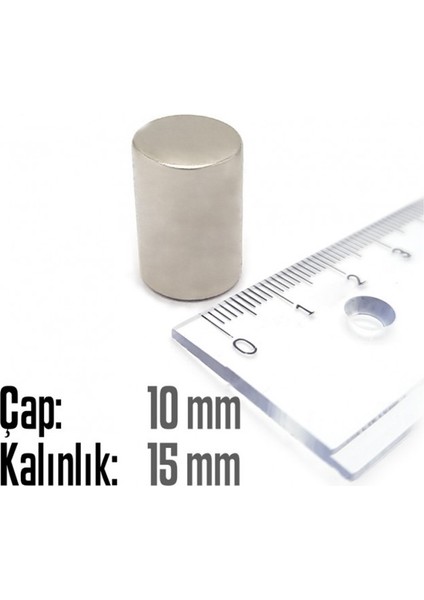 Neodyum Mıknatıs Silindir Çap 10MM , Kalınlık 15MM ( 3 Adet) fiyatları