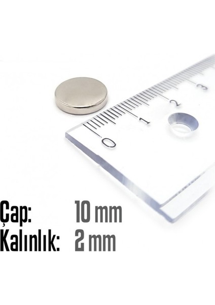 Neodyum Mıknatıs Silindir Çap 10MM , Kalınlık 2mm ( 10 Adet) fiyatları