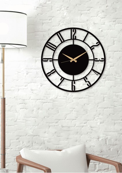 Rakamlı Metal Siyah Duvar Saati, Ev ve Ofis Için, 50X50 cm