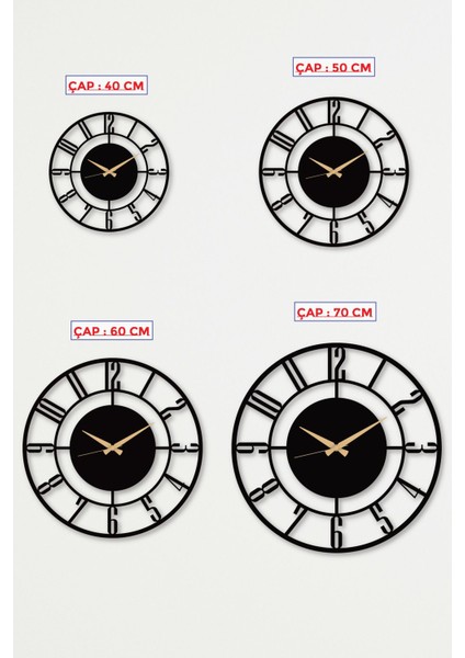 Rakamlı Metal Siyah Duvar Saati, Ev ve Ofis Için, 50X50 cm fiyatları