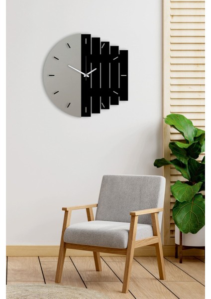 Modern Ahşap Duvar Saati, Gri-Siyah Renk, Şık ve Dekoratif Tasarım fiyatları