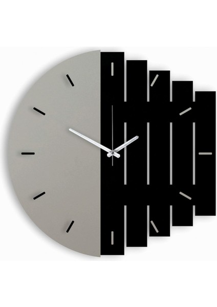 Modern Ahşap Duvar Saati, Gri-Siyah Renk, Şık ve Dekoratif Tasarım fırsatları