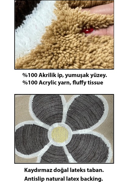 Flower Gri 2'li Set Banyo Halısı Paspas Seti Akrilik