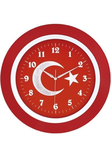 Kırmızı Beyaz Renkli Duvar Saati, Şık Tasarımıyla Evinizin Güzelliğine Güzellik Katıyor