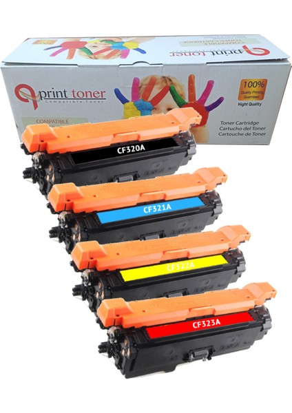 Toner Hp 652A CF320A Set Muadil Toner 4 Renk M651DN M680DN CZ248A CZ249A CZ250A CZ256A CZ257A
