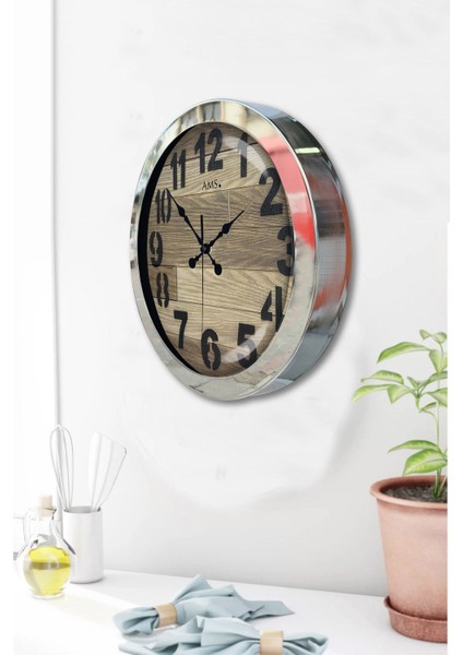 Şık 36 cm Krom Metal Duvar Saati, Modern ve Sade Tasarım ile Evinizde Şıklık Sağlar. modelleri