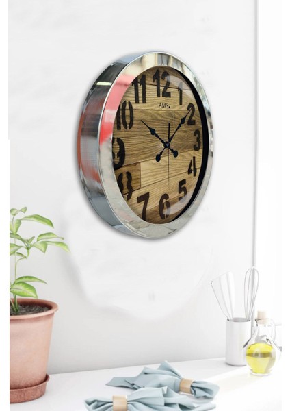 Şık 36 cm Krom Metal Duvar Saati, Modern ve Sade Tasarım ile Evinizde Şıklık Sağlar. fırsatları