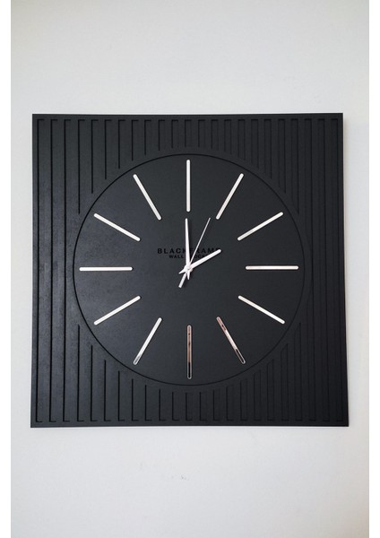 Modern Duvar Saati, Siyah ve Gümüş Renk, 48X48CM, Şık Tasarım fiyatları