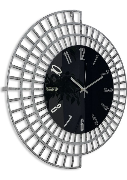 60 cm Metal Çerçeve Dekoratif Duvar Saati, Siyah-Gri Şık Tasarım fiyatları