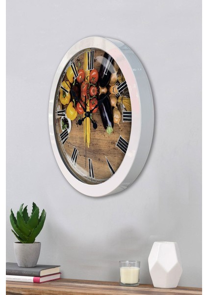 Beyaz Metal Mutfak Duvar Saati, 36 Cm, Şık ve Fonksiyonel Dekorasyon Parçası modelleri