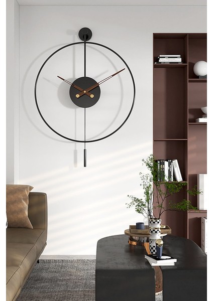 Modern Siyah Sarkaçlı Metal Duvar Saati, 60 Cm, Şık ve Dekoratif Tasarım fiyatları