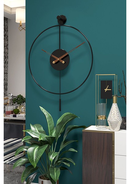 Modern Siyah Sarkaçlı Metal Duvar Saati, 60 Cm, Şık ve Dekoratif Tasarım modelleri
