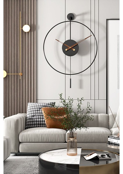 Modern Siyah Sarkaçlı Metal Duvar Saati, 60 Cm, Şık ve Dekoratif Tasarım indirimleri