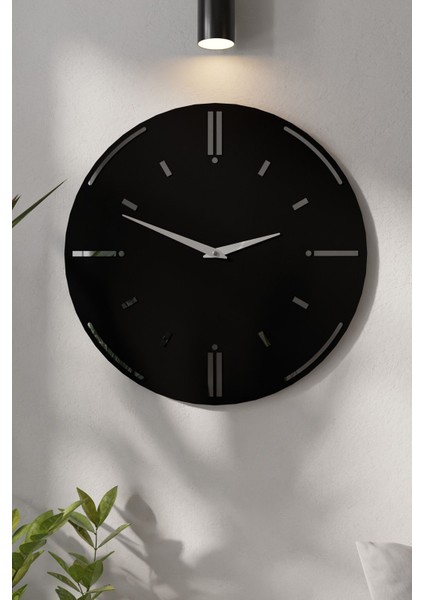 Şık Ahşap Aynalı Pleksili Modern Duvar Saati Siyah fiyatları