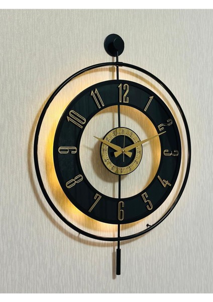 Şeffaf ve Siyah Renkli Orta Boy Işıklı Cam Duvar Saati, 50X70 cm fiyatları