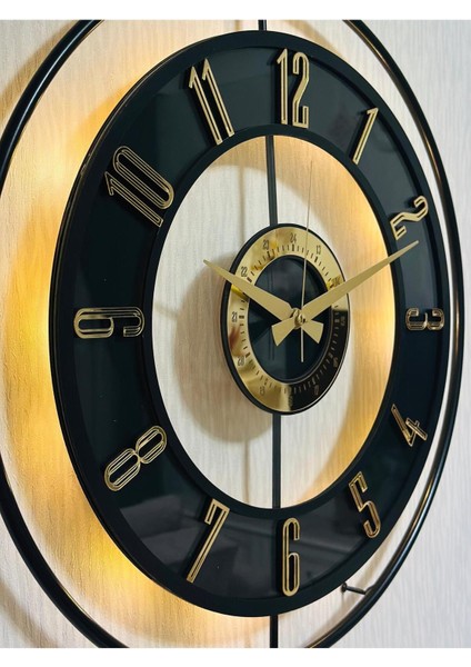 Şeffaf ve Siyah Renkli Orta Boy Işıklı Cam Duvar Saati, 50X70 cm modelleri