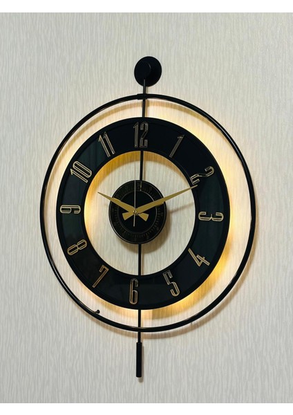Şeffaf ve Siyah Renkli Orta Boy Işıklı Cam Duvar Saati, 50X70 cm fırsatları
