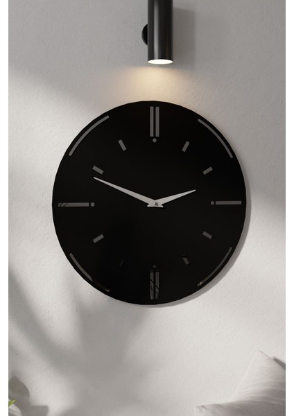 Şık Ahşap Aynalı Pleksili Modern Duvar Saati Siyah modelleri