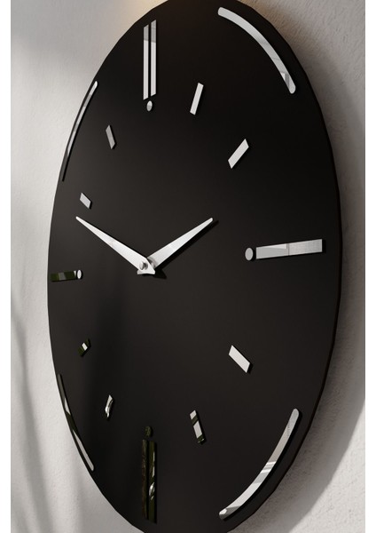 Şık Ahşap Aynalı Pleksili Modern Duvar Saati Siyah fırsatları