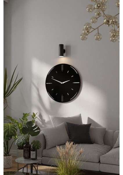 Şık Ahşap Aynalı Pleksili Modern Duvar Saati Siyah indirimleri