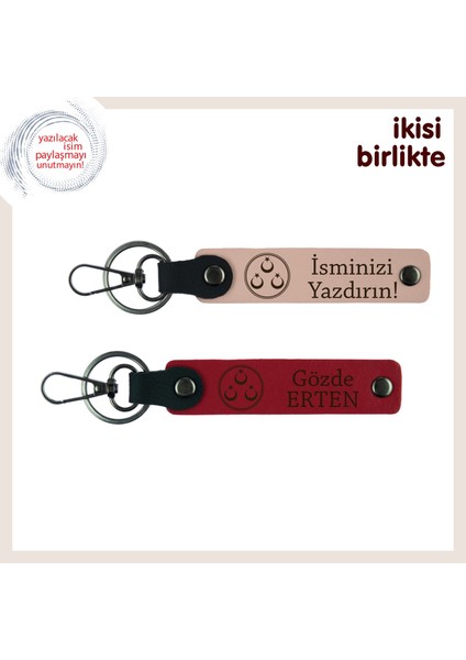 Kişisel Dokunuşuyla Fark Yaratan Hediye – Üç Ayyıldızlı Deri Anahtarlık X2'li, Yavru Ağzı-Kırmızı