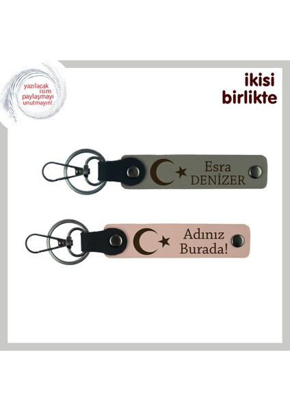 Yıllar Sonra Görülen Dost Için Hediye – Ay Yıldız Temalı Anahtarlık Takımı, Kül Gri-Yavru Ağzı