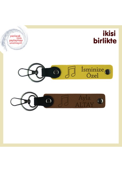 Müziğin Başrolde Olduğu Aşklara, Kişisel Deri Anahtarlık Takımı, Sarı-Açık Kahve