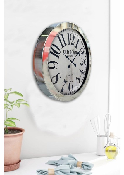 36 cm Krom Metal Old Town Duvar Saati, Şık ve Modern Ev Dekoru Için Ideal Seçim modelleri