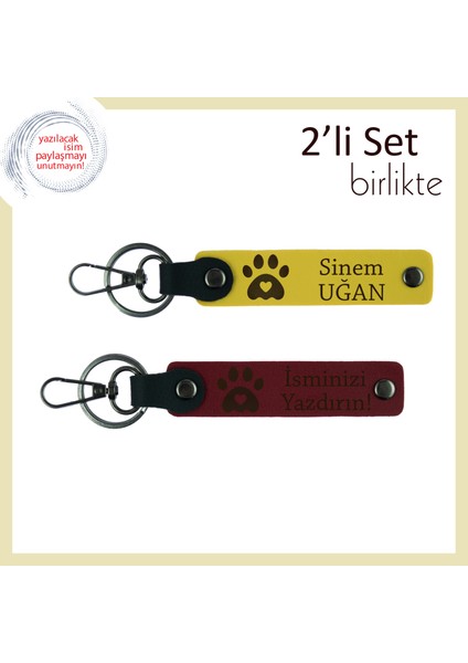 Veteriner Asistanına Sürpriz Yapmak Için Uygun Hediye, Kalpli Pati Desenli Set, Sarı-Bordo