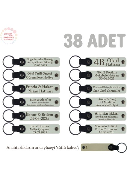 Cinsiyet Partisi Katılımcılarına, 38'li Set, Kişisel Mesaj Eklenebilir Anahtarlık, Beyaz & S Kahve