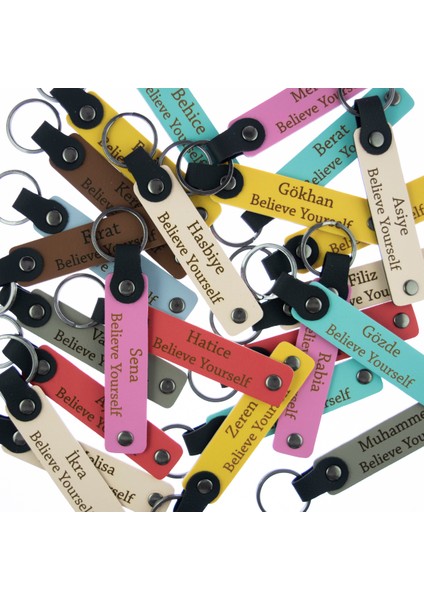 Pembe & Laci, Mini Kutlamalar Için Unutulmaz Hediye, 6'lı Set, Kişiye Özel Yazılı Deri Anahtarlık fiyatları
