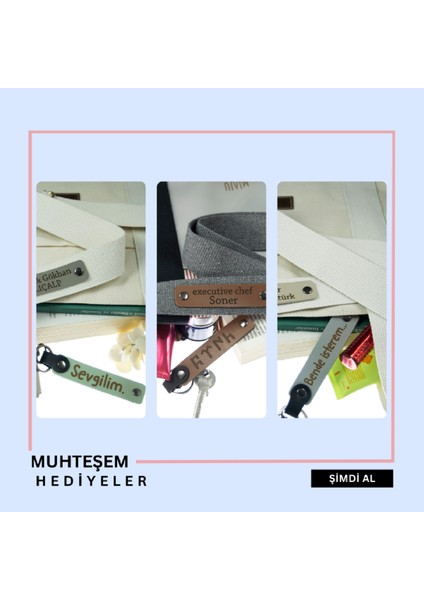 Otellere Özel Hediye, 60'lı Set, Isimli Kurumsal Kimliğe Uygun Deri Anahtarlık, Pudra & Yeşil modelleri