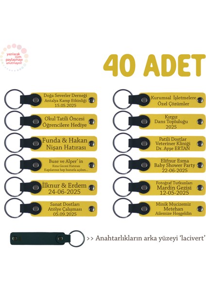 Sarı & Lacivert, Kadınlar Günü Kutlama Etkinliğinde, 40’lı Set, Kişiye Özgü Yazılı Deri Anahtarlık