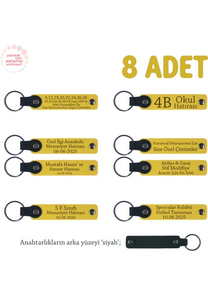 Sarı & Siyah, Gezi Grubuna Veda Anısı Olarak, 8’li Set, Kişiye Özel Yazılı Deri Hediyelik