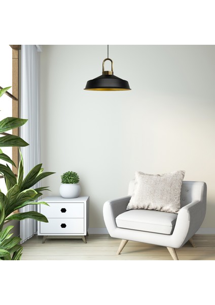 Siyah Asaletli Eskitme Kilit Kafa Tekli Avize Retro Sarkıt Ofis Showroom Salon Mutfak Avizeleri