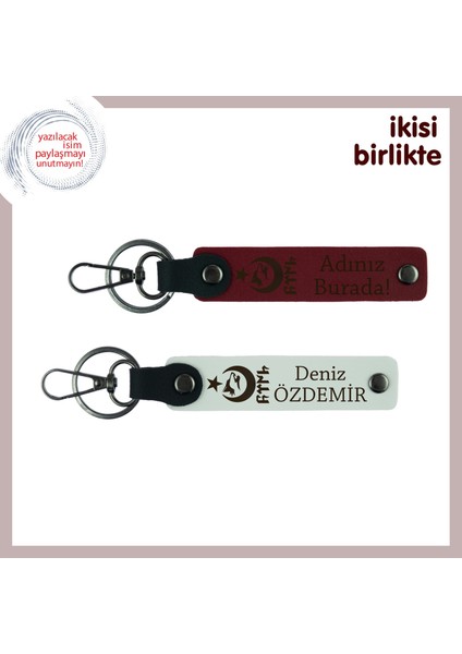 Sevdiklerine Manevi Değeri Yüksek Hediye – Ayyıldız Kurt Göktürk 2’li Isimli Anahtarlık, Bordo-Beyaz