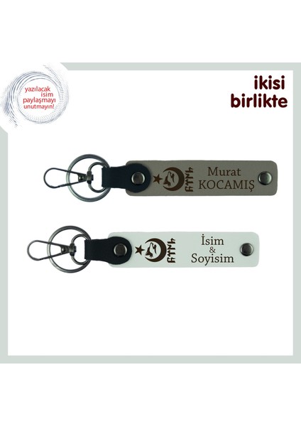 Iyi Ki Demenin Yolu – Ayyıldız Kurt Göktürk Kişiye Özel 2' Li Anahtarlık Hediyesi, Kül Gri-Beyaz