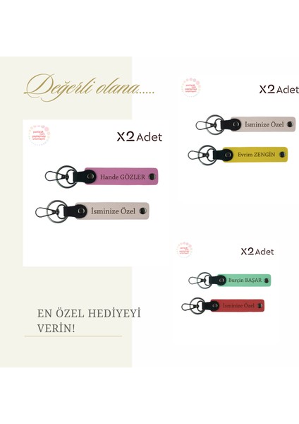 Babaya Değerli Hediye – Ayyıldız Kurt Göktürk Temalı Kişisel Anahtarlık Takımı, Nar Çiçeği-Kahve
