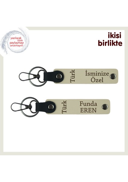Aşkınıza Anlam Katan Temalı Hediye – Türk Yazısı Kişisel Anahtarlık, Sütlü Kahve-S Kahve