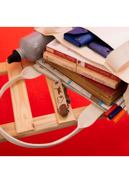 Işyeri Kutlamasına Özel, 48'li Set, Marka ve Isim Yazılabilir Deri Anahtarlık, Pudra & Sütlü Kahve