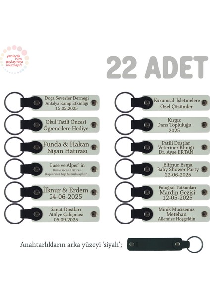 Mezuniyet Kutlaması Için 22'li Anahtarlık Seti, Sadece Size ve Öğrenciye Özel, Beyaz & Siyah