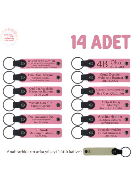 Pembe & S Kahve, Bebek Mevlütleri Için, 14'lü Set, Kişisel Isimli Deri Anahtarlık, Anlamlı Hatıra