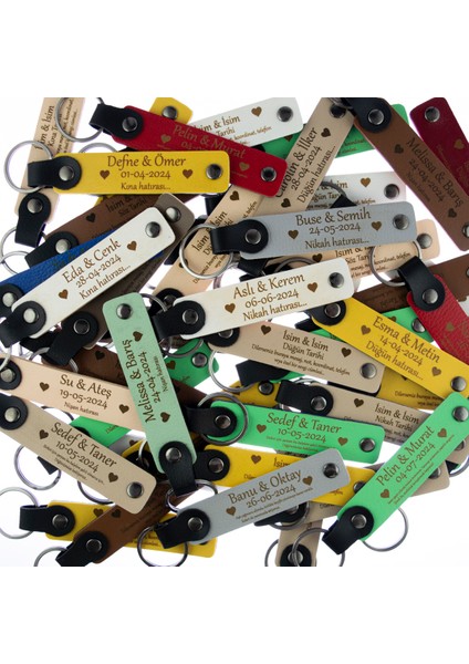 Çok Özel Hediye Arayanlara, 16'lı Set, Isim Yazılabilir Deri Hatıra Anahtarlık, Turkuaz & Lacivert fiyatları