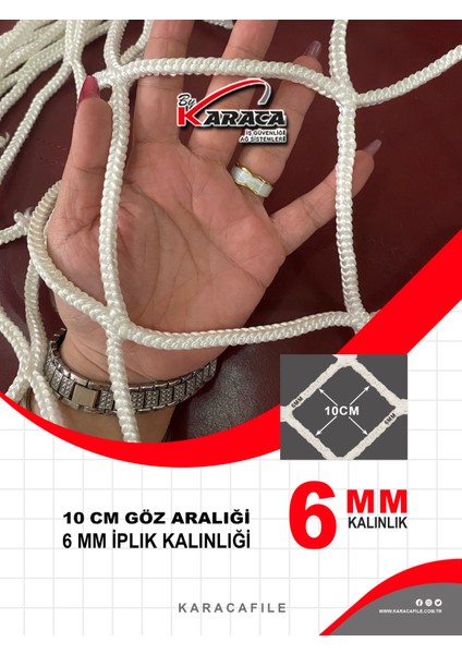Balkon Güvenlik Filesi – 2.5m Yükseklik | Metreyle Kesim | 6mm Ip, 10X10 cm Göz Aralığı + Montaj Aparatları (Beyaz) fiyatları