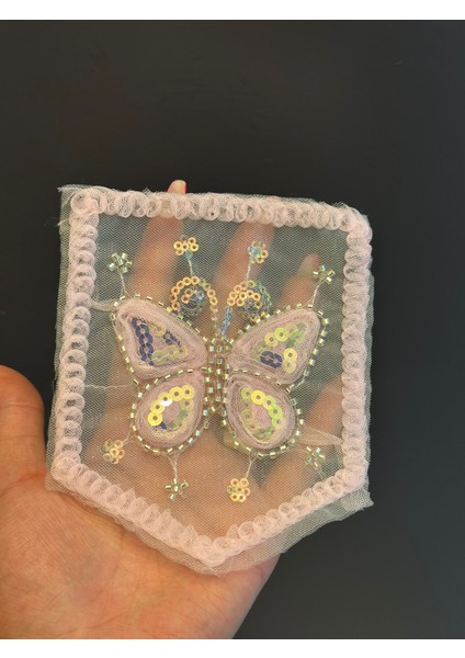 14X11 cm Boncuk Pul Işleme Kelebek Cep Arma Dikiş Aplike fiyatları